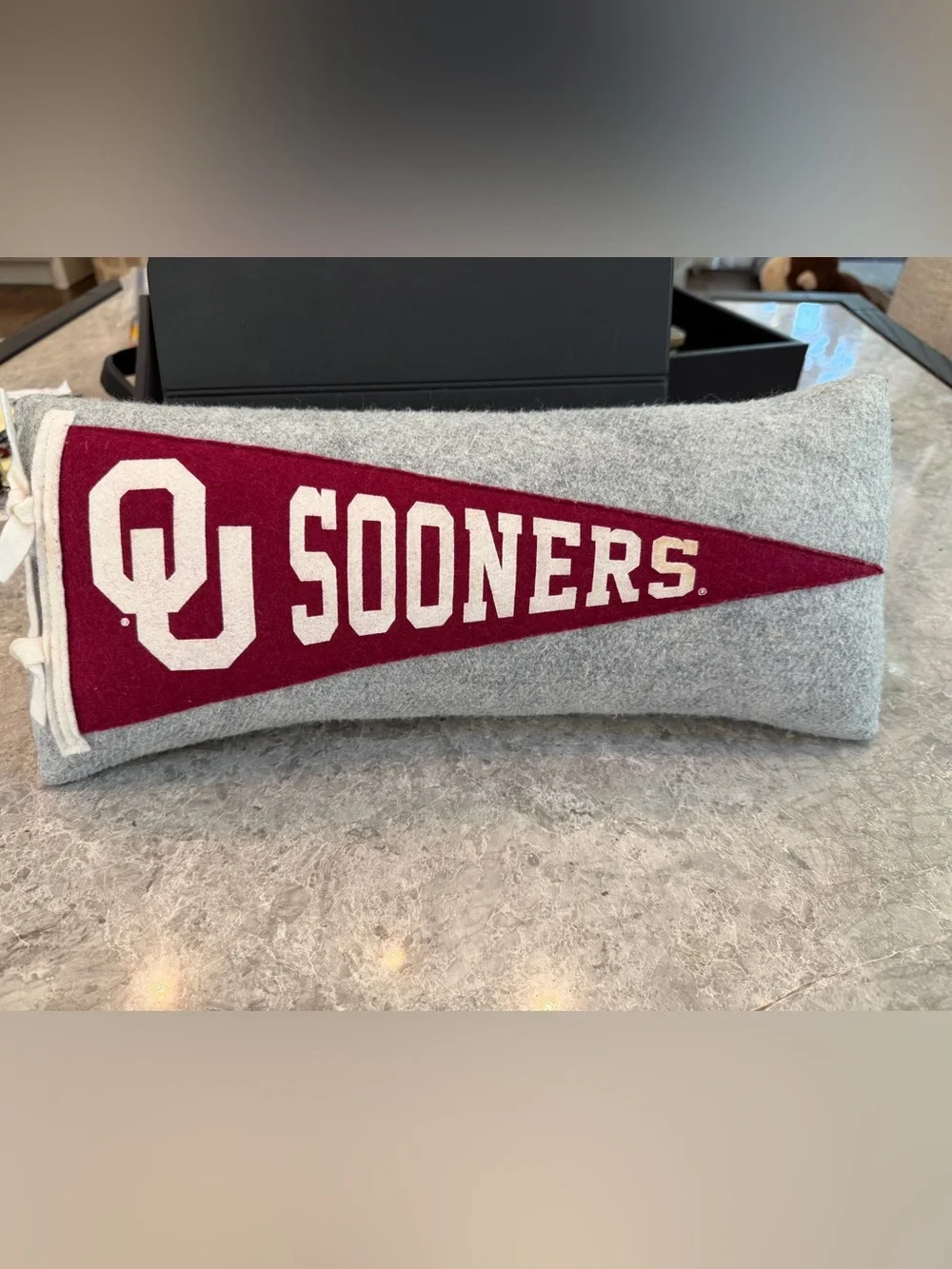OU Sooners Maroon Felt Pennant Pillow - Gray